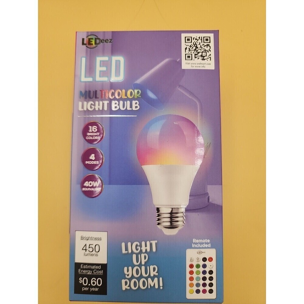 LEDeez Multicolor LED Light Bulb with Remote Control 16 Bright Colors 4 Modes
